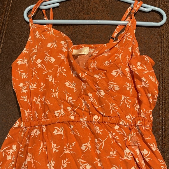 NWOT Sunset west, Rhema, FAUX wrap maxi dress, orange size small - Picture 2 of 4